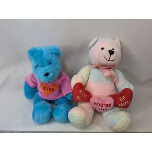 GAC Valentines Bear Plush Lot 1998 Hearts Kiss 8 9 Inch Stuffed Animal Toy
